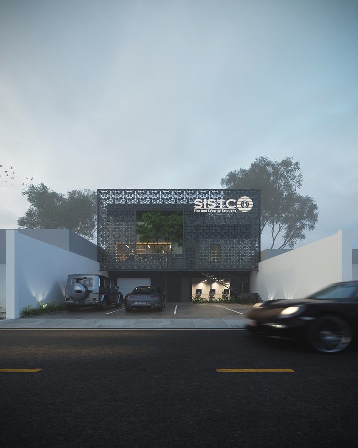 Oficinas con fachada de lámina perforada
